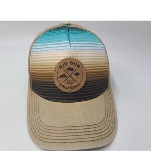 Striped Teal & Tan Mesh Trucker Hat